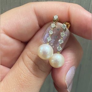 Pearl Diamond Drop Earrings